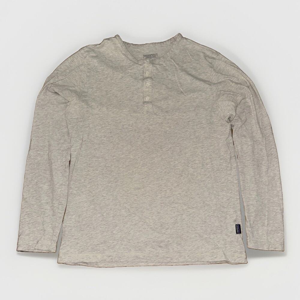 Patagonia Henley Long Sleeve Shirt Grey Oatmeal Medium 20x26 Outdoors USA